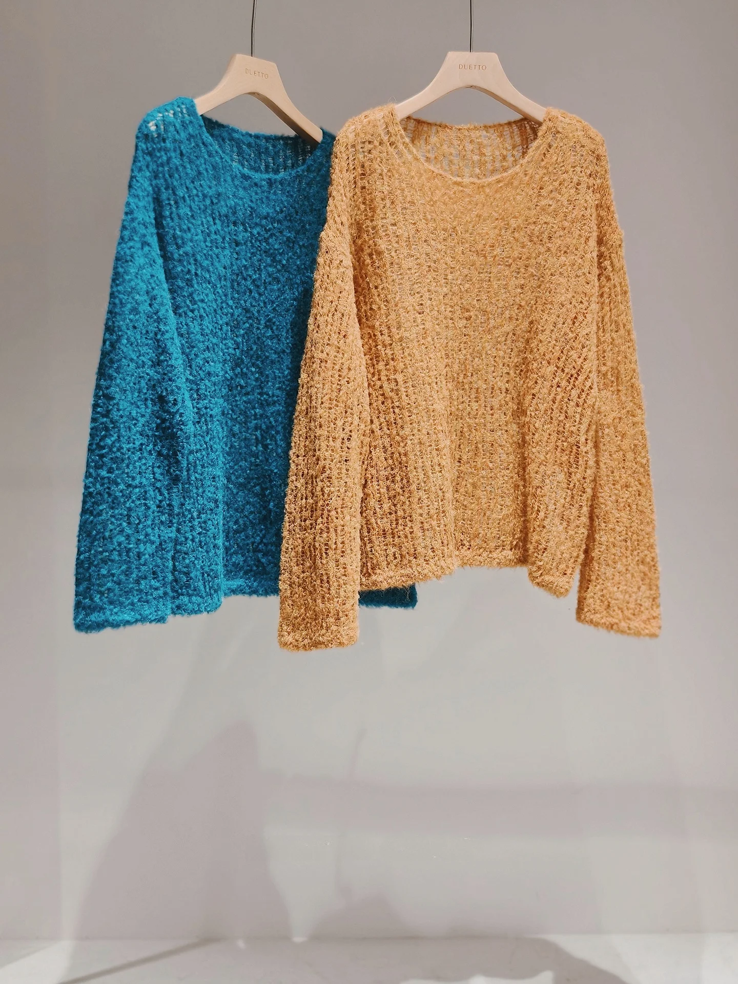 

Duetto Peru Ultrine Baby Alpaca Knitted Sweater round Ne Pullover Warm Airy Yarn Hollow out Design Commute Sle Knitwear