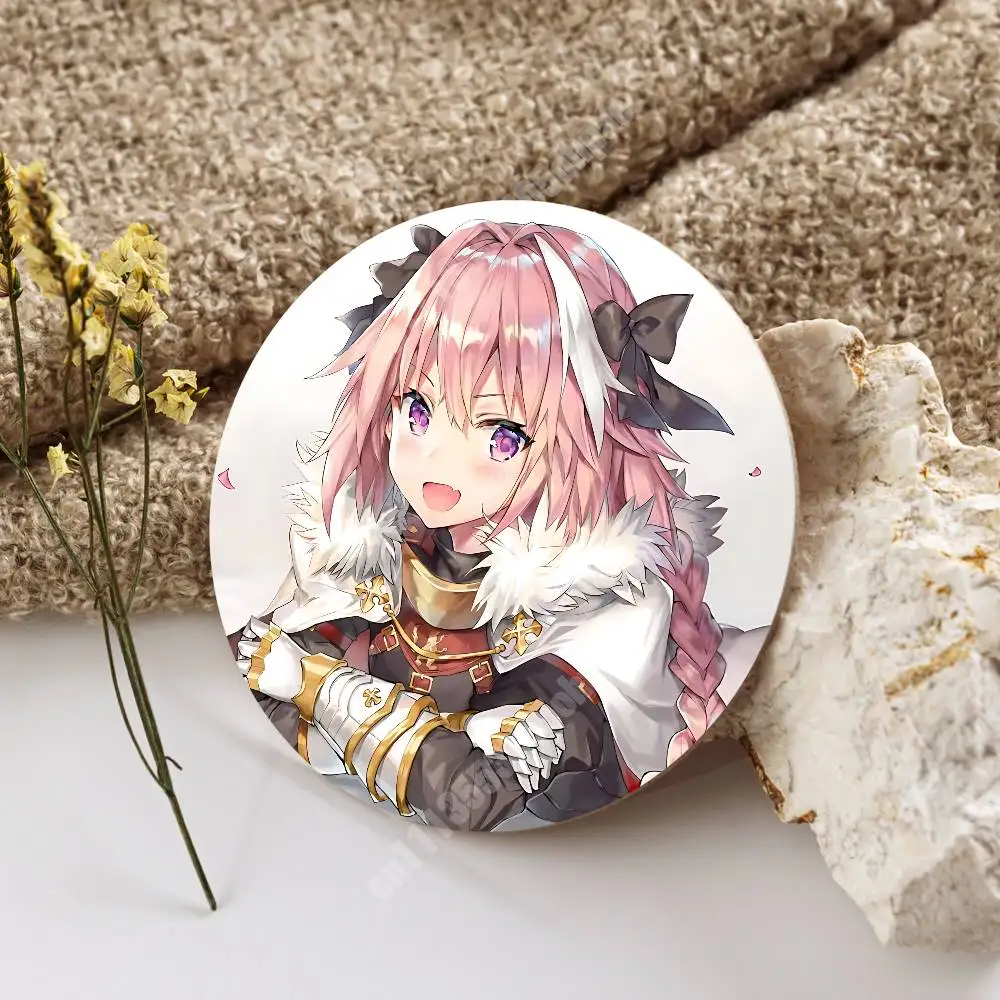 F-Fate Astolfo G-Grand Order Wooden Cup Mat Espresso Whiskey Soda Water Coaster for Dessert Store
