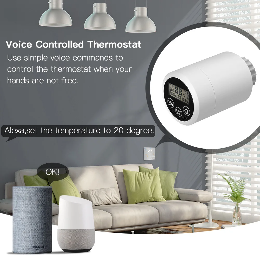 Tuya Smart Life Zigbee Smart Thermostat Radiator Valve Actuator Programmable TRV Temperature Controller with Alexa Google Home