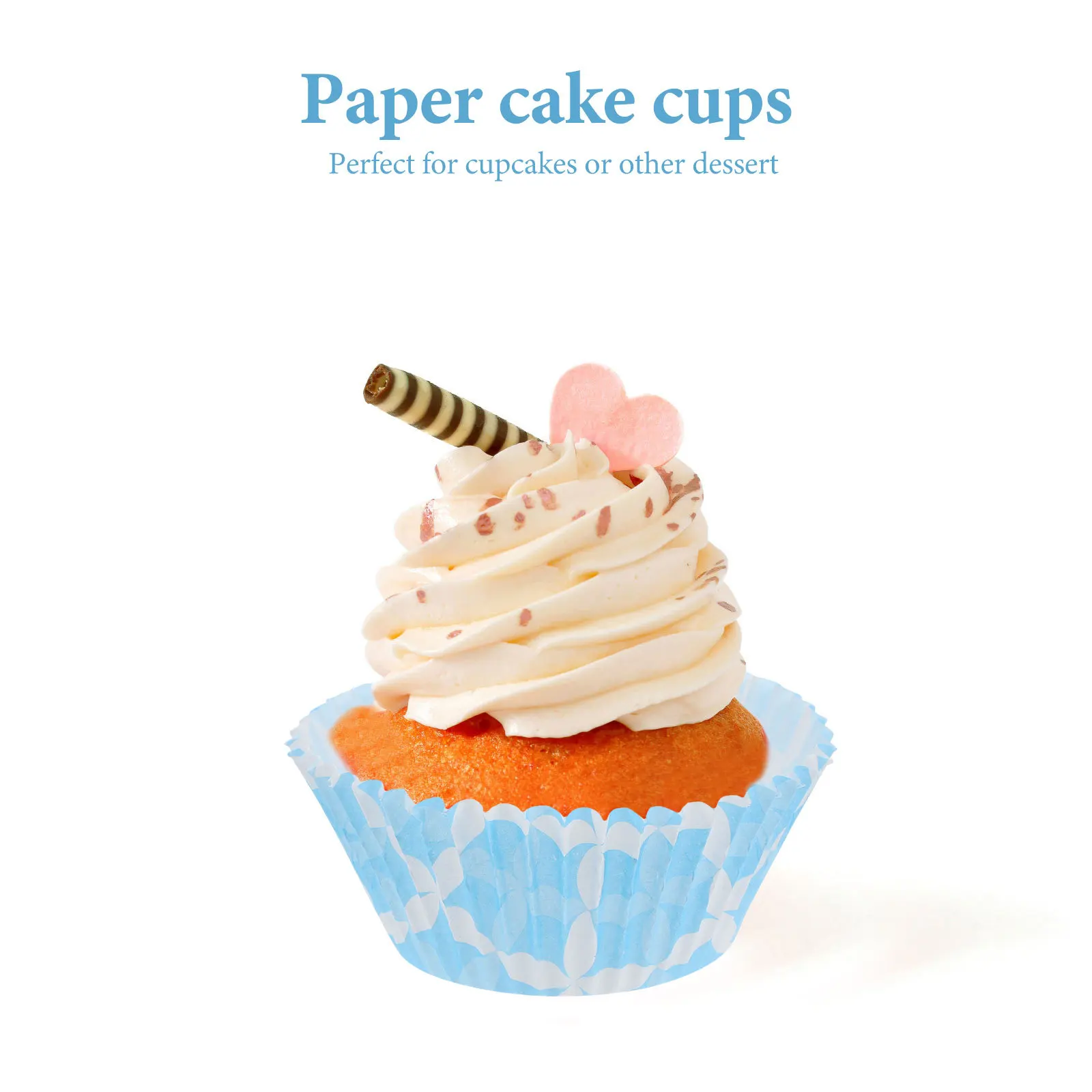 

100Pcs Practical Paper Cake Cups Blue Background Flower for Easy Decoration in Bridal Showers and Theme Celebrations