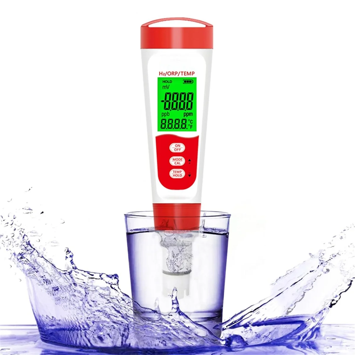 Hydrogen Water Bottle Test Meter, 3 in 1 H2/ORP/Temp Digital Hydrogen Level Tester Pen for Daily Drinking Hydrogen Water