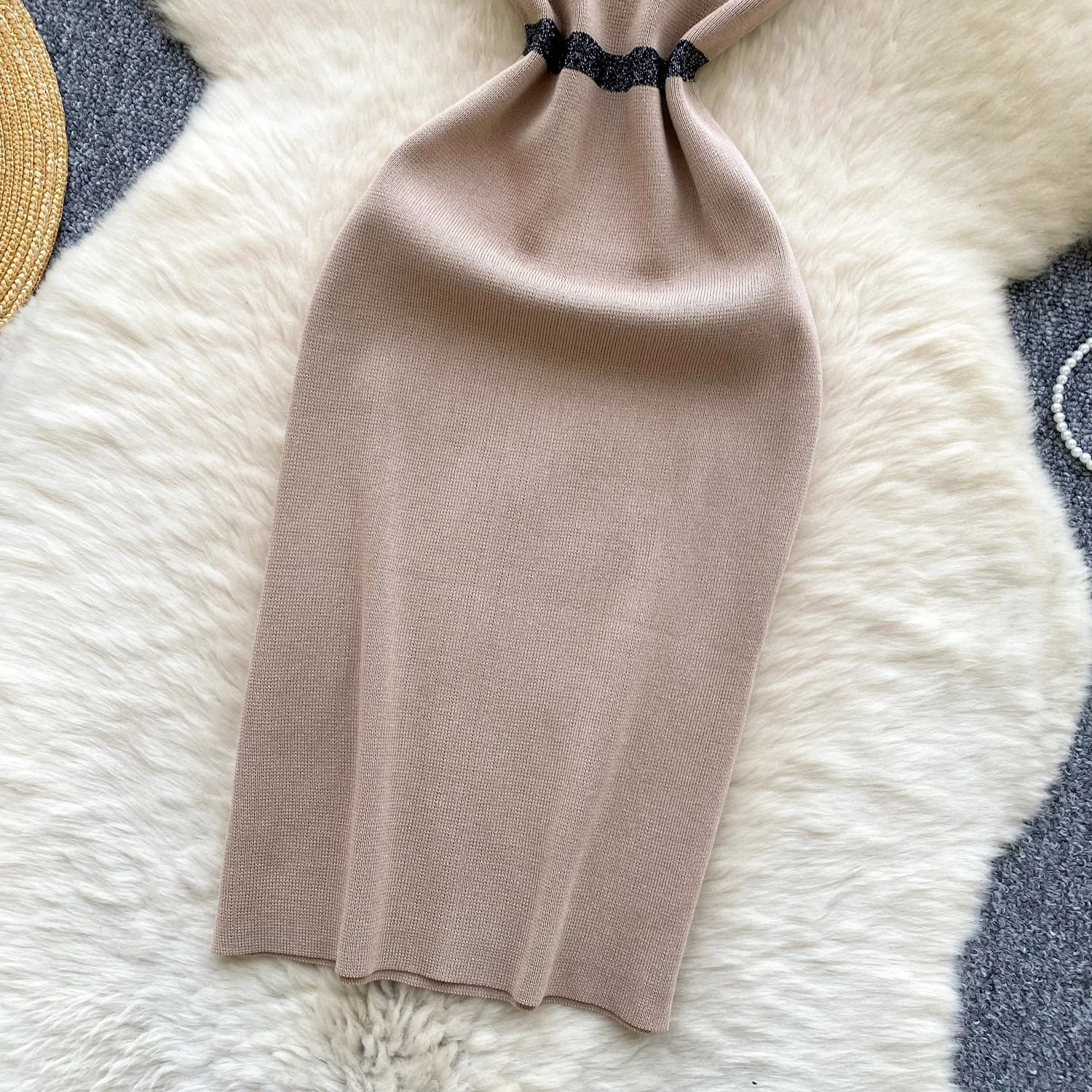 جديد شيك موضة مثير التفاف الوركين المرقعة محبوك الخريف فستان المرأة سليم مطاطا Bodycon فستان طويل ملابس الشارع الشهير Vestido