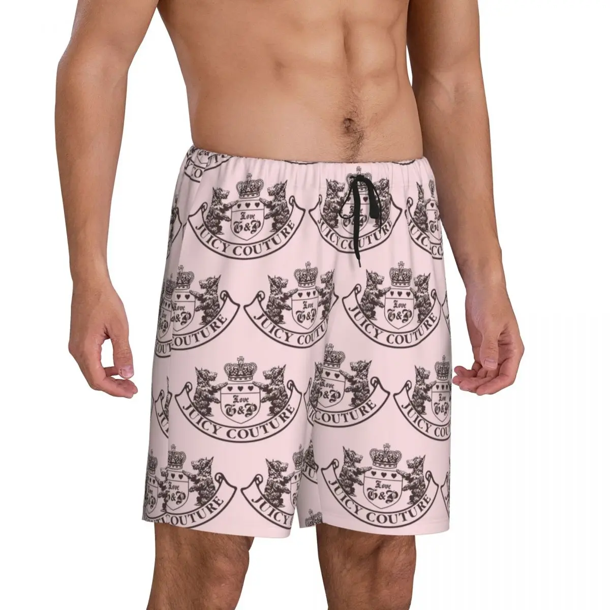 Custom Y2k Juicy Couture Crest Short Pajama Pants Men Sleepwear Sleep Lounge Bottom Shorts Sleeping Pants