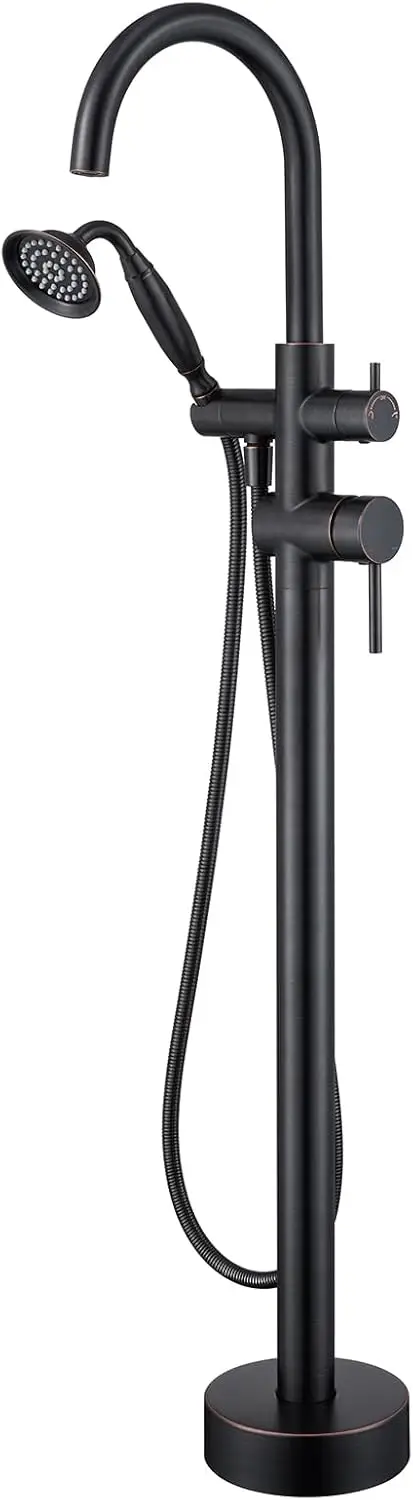 

Tub Filler Freestanding Bathtub Faucet Oil Rubbed Bronze Floor Mounted Brass Bathroom Tub Faucets with Hand Shower