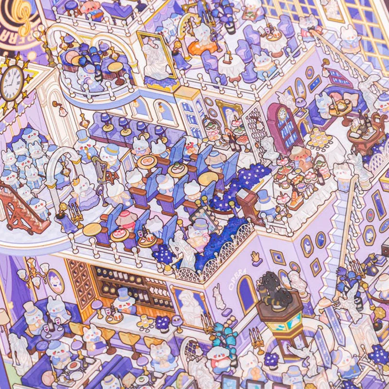 

Mr. Paper Landscap Sticker Book 20 sheets/pack Large Miniature Mall Hut Scene Sticker Book Handbook DIY Luggage Decoration Gift