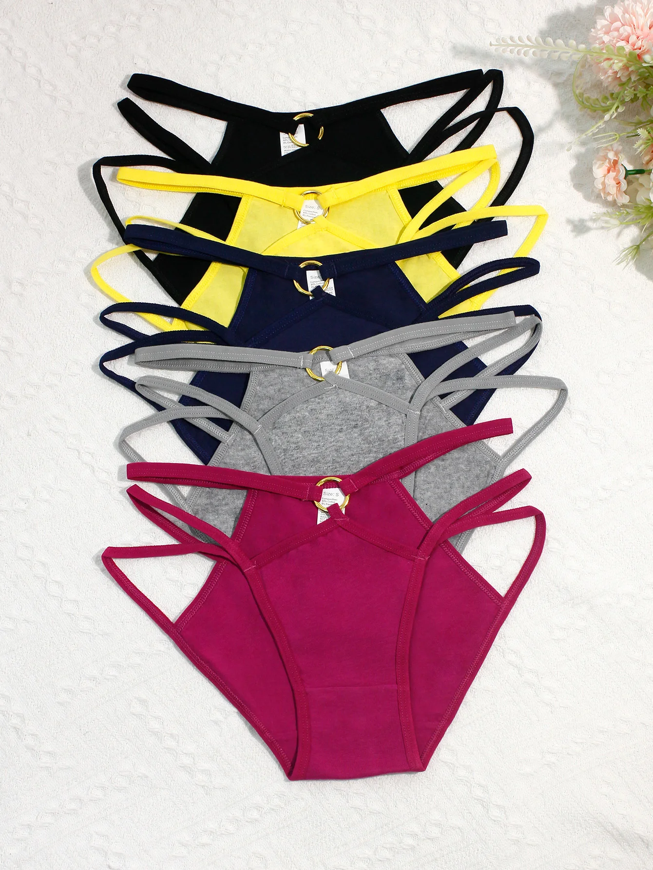 5 قطع من ملابس داخلية نسائية مثيرة مجوفة، ملابس داخلية نسائية من القطن والدانتيل سريعة الجفاف، ملابس داخلية نسائية عصرية قابلة للتنفس