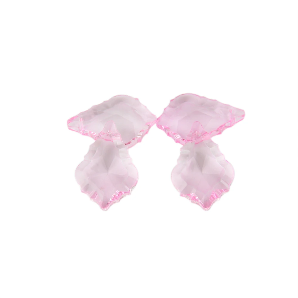 Pink 38mm/50mm/63mm/76mm Maple Leaf K9 Quality Crystal Plated Prism Ornament Glass Lighting Pendants