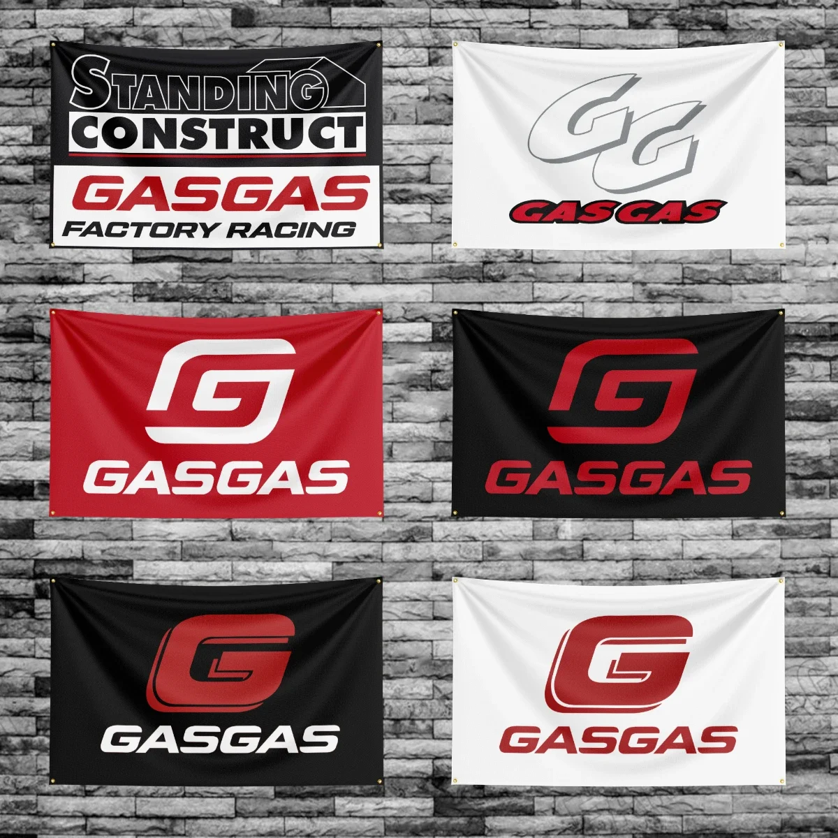 3x5 Ft GASGAS Motorcycle Racing Flag Polyester Printed Cars Flags Banner Tapestry for Room Garage Decor