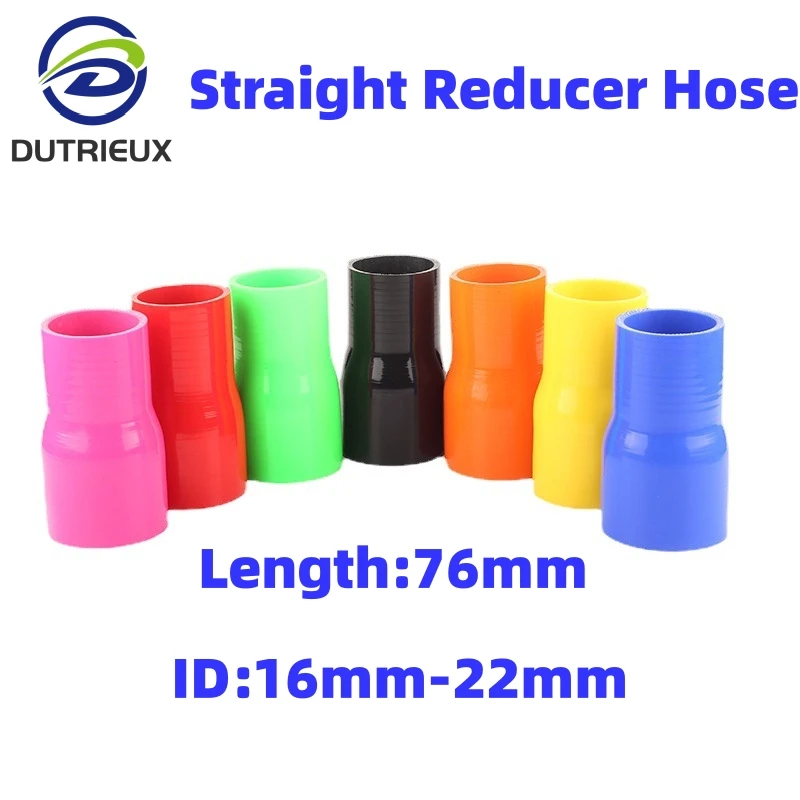 ID16mm to ID22mm Length 76mm Straight Reducer Hose General Silicone Coolant Intercooler Pipe Tube Hose 3 Ply 11Colors