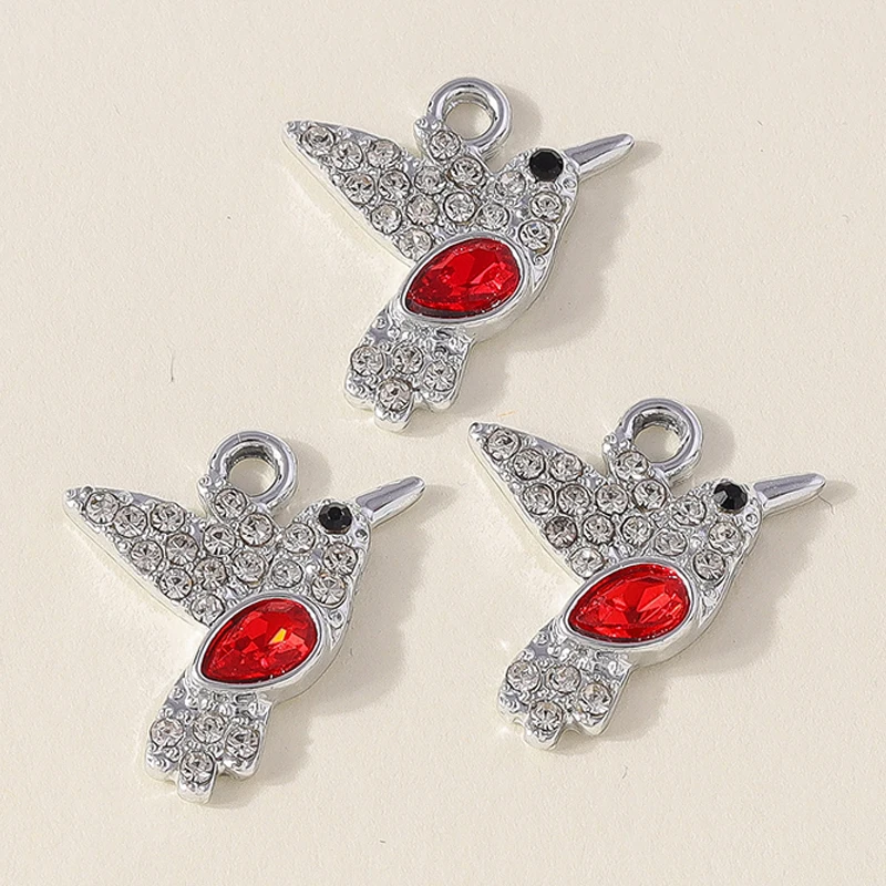 10pcs Glorious Crystal Hummingbird Charms for DIY Jewellery Making