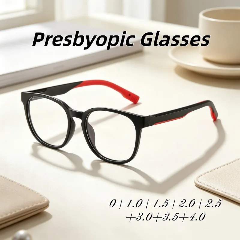New Trendy Square Ultralight Frame Anti Blue Light Presbyopia Eyewear Outdoor Sports Business Style High Quality Reading Glasses