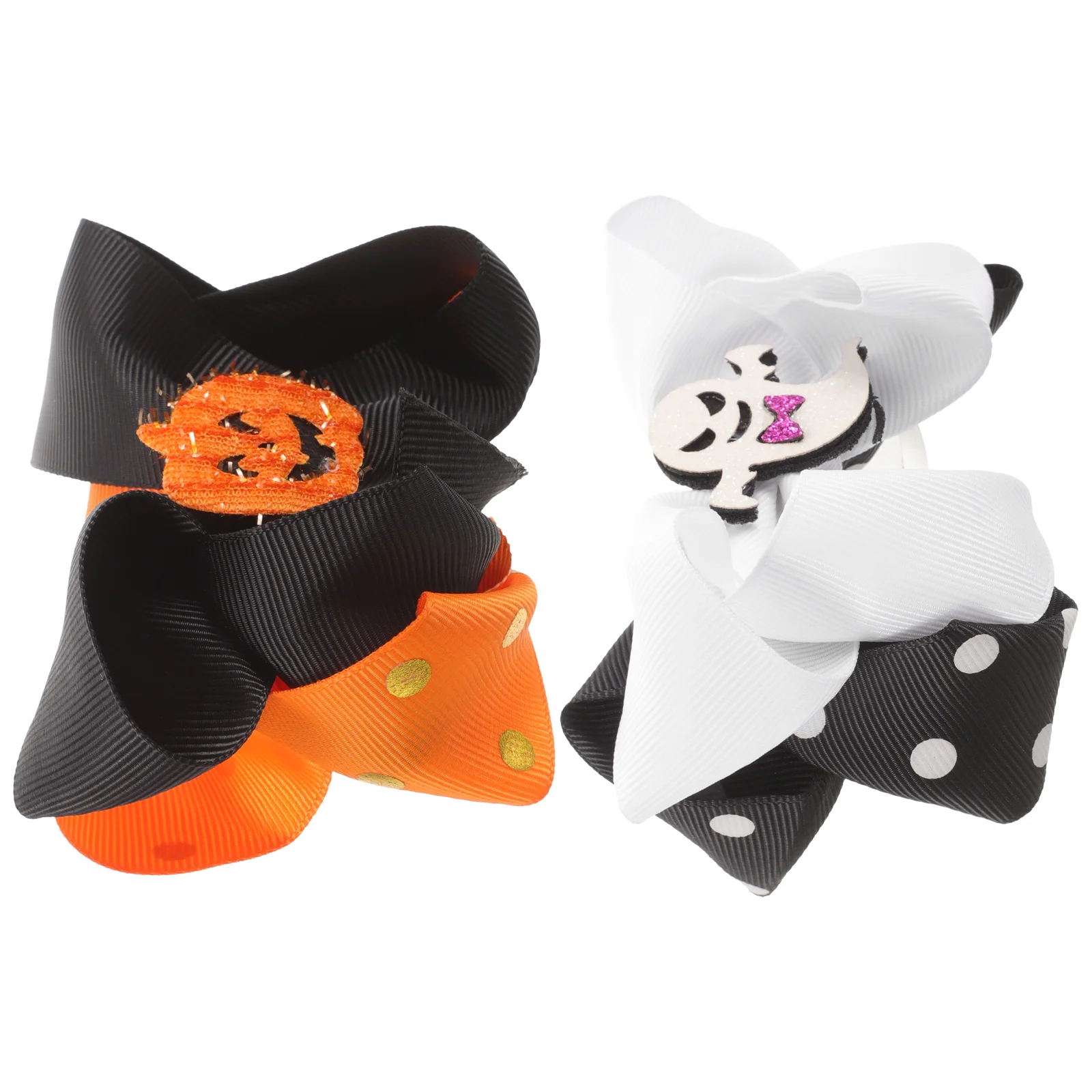 2 Pcs Hairpin Pumpkin Clip Bow Kids Accessories Bows for Women Halloween Ribbon Toddler Accessory Baby