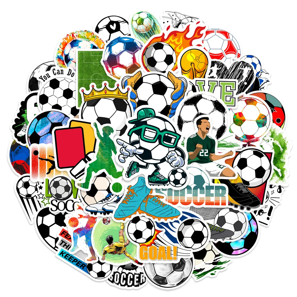 50pcs Aesthetic Cartoon Football Soccer Stickers Pack Phone Suitcase Computer Laptop DIY Handmade Sticker Journaling Materials