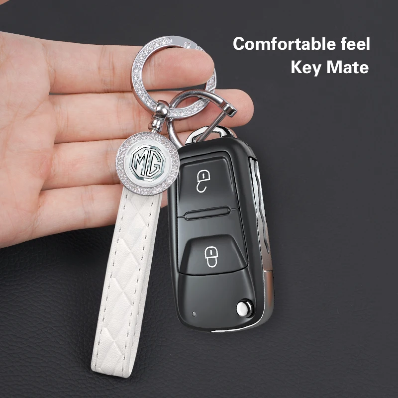 

Diamond Leather Rope Car Key Ring Chain For Morris Garages MG MG3 MG5 MG6 MG7 GT GS Hector HS ZS ZX EZS EHS MG3X-Cross MG6-New