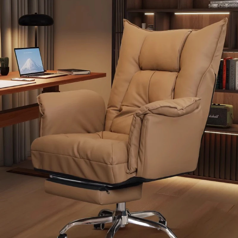

Leather Comfortable Office Chair Cushion Lazy Backrest Ergonomic Office Chair Computer Barber Silla Oficina Trendy Furniture