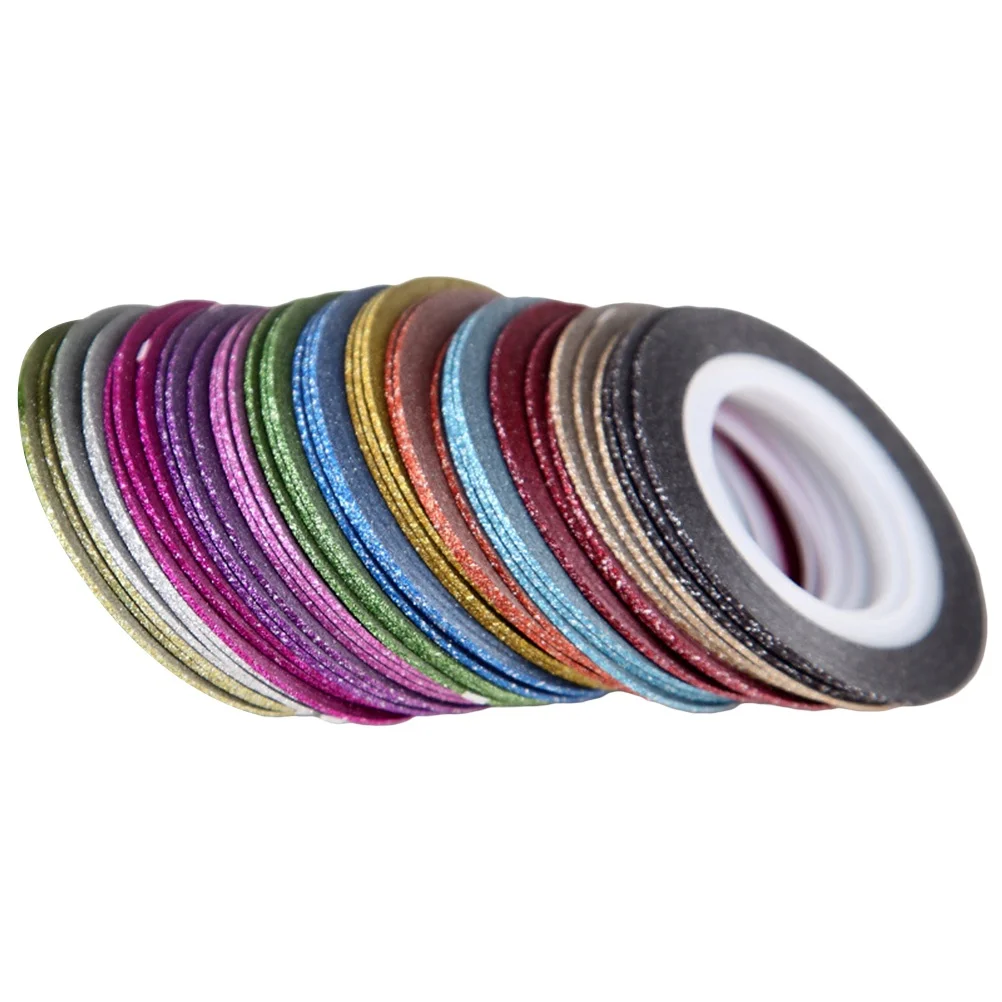 

52 Rolls Shining Nail Line Tapes Stickers for DIY Art Craft Supplies Press On Nails Stripe Self Adhesive Various Colors Manicure