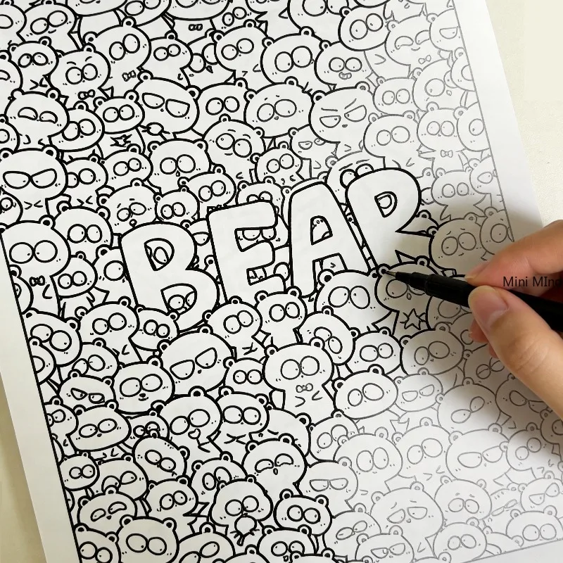 A Graffiti Monster Copying Line Coloring Book Cartoon Graffiti Coloring Page Adult Stress Relieving and Relaxing Drawing Book