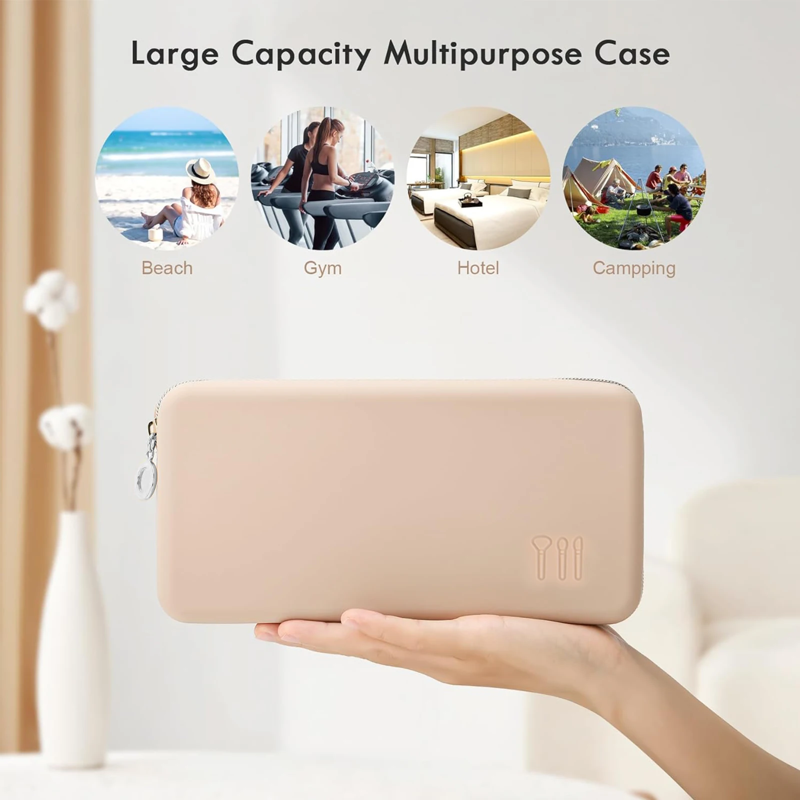 حامل فرشاة مكياج للسفر، حقيبة فرشاة مكياج من السيليكون مع سحاب إغلاق، صندوق تخزين فرشاة المكياج، حقيبة مكياج قابلة للغسل مناسبة f #2