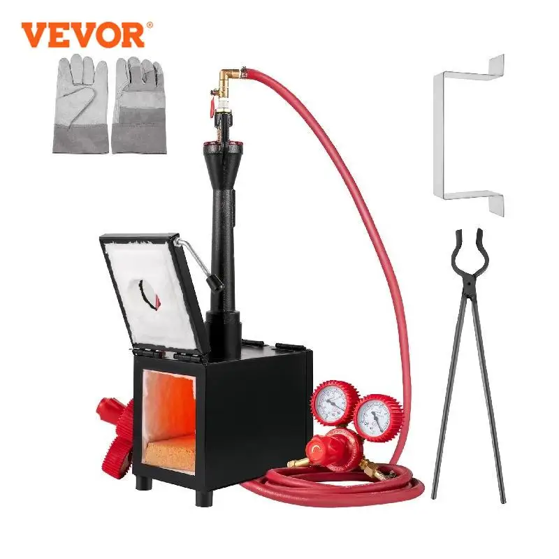 VEVOR Gas Propane Forge Blacksmithing Furnace Portable Single Burner Two Door Control 2300° F Temperature for Knife & Metal Tool