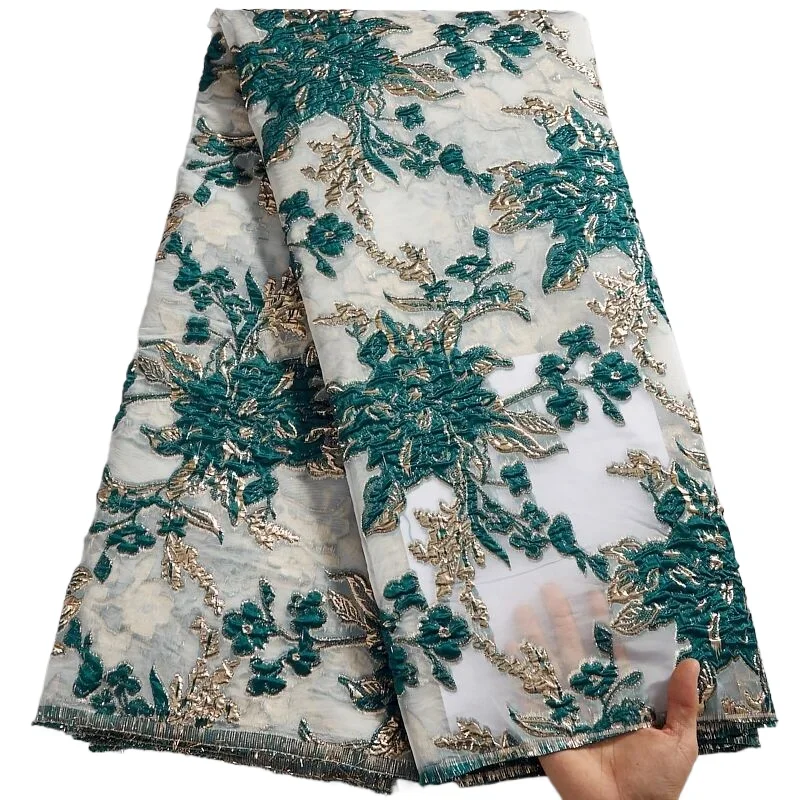 African Jacquard French Gilded Lace Nigerian Brocade Lace Fabric Evening Party Dresses High Quality For Women Sewing2.5yards2579