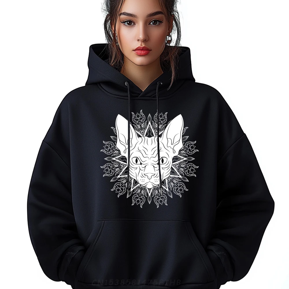 

Pagan Occult Dark Magic Blackcraft Mandala Sphynx Cat Xs Graphic Pullover Hoodies Men Man Clothes Feminist