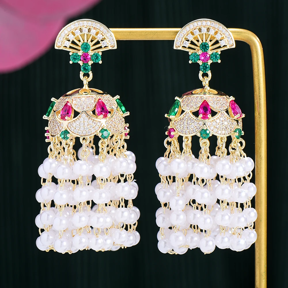 

Siscathy Africa Nigerian Luxury Drop Earrings Women Cubic Zirconia Beads Earring Party Celebration Fine Jewelry Indian Ethnic