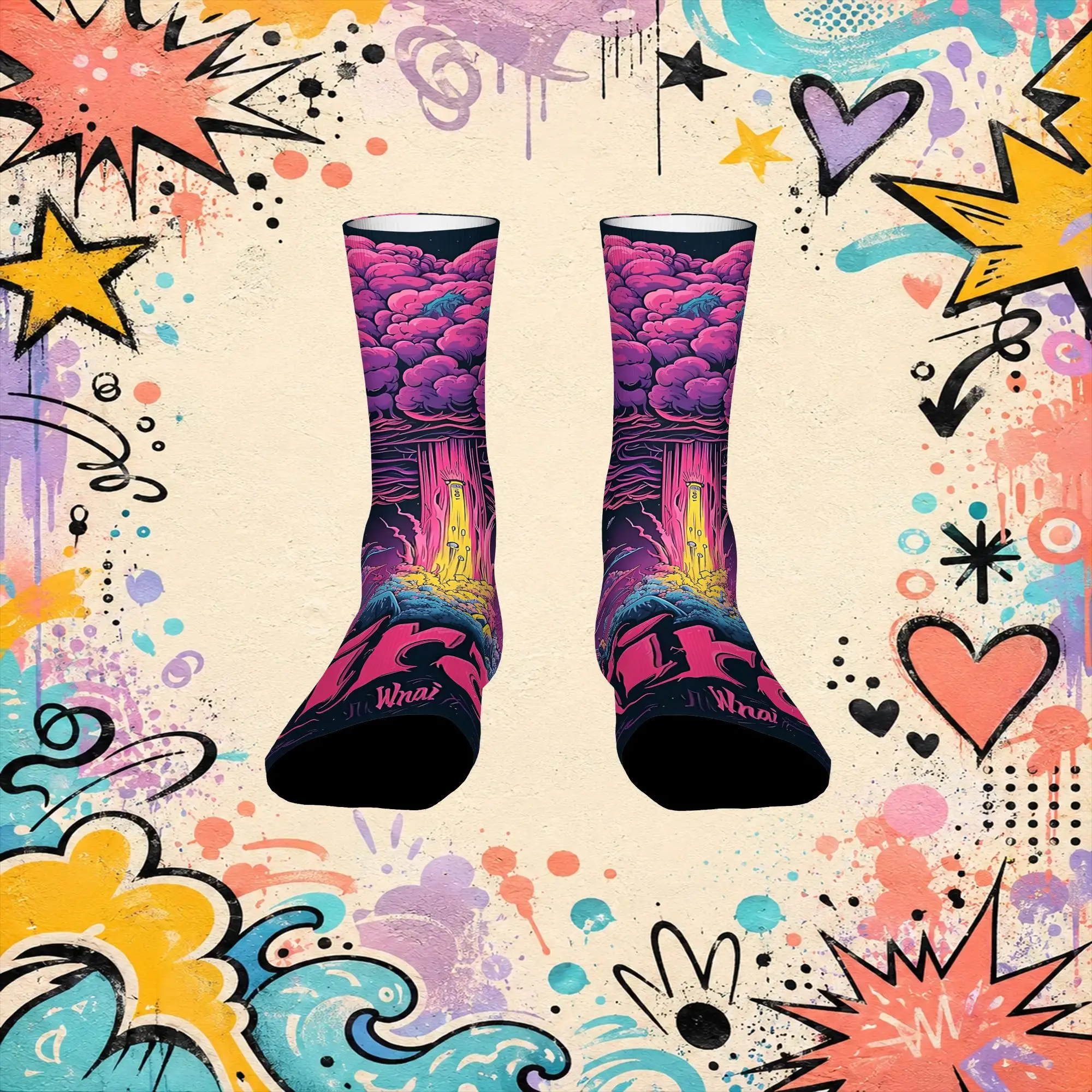 Crystal Katakana Print Funny Men's compression Socks Unisex items Crew Sock Cycling socks