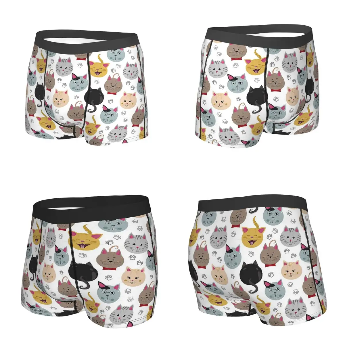 Трусы-боксеры, шорты с рисунком кошек, мужские вентилируемые трусы для Homme, мужской подарок бойфренду