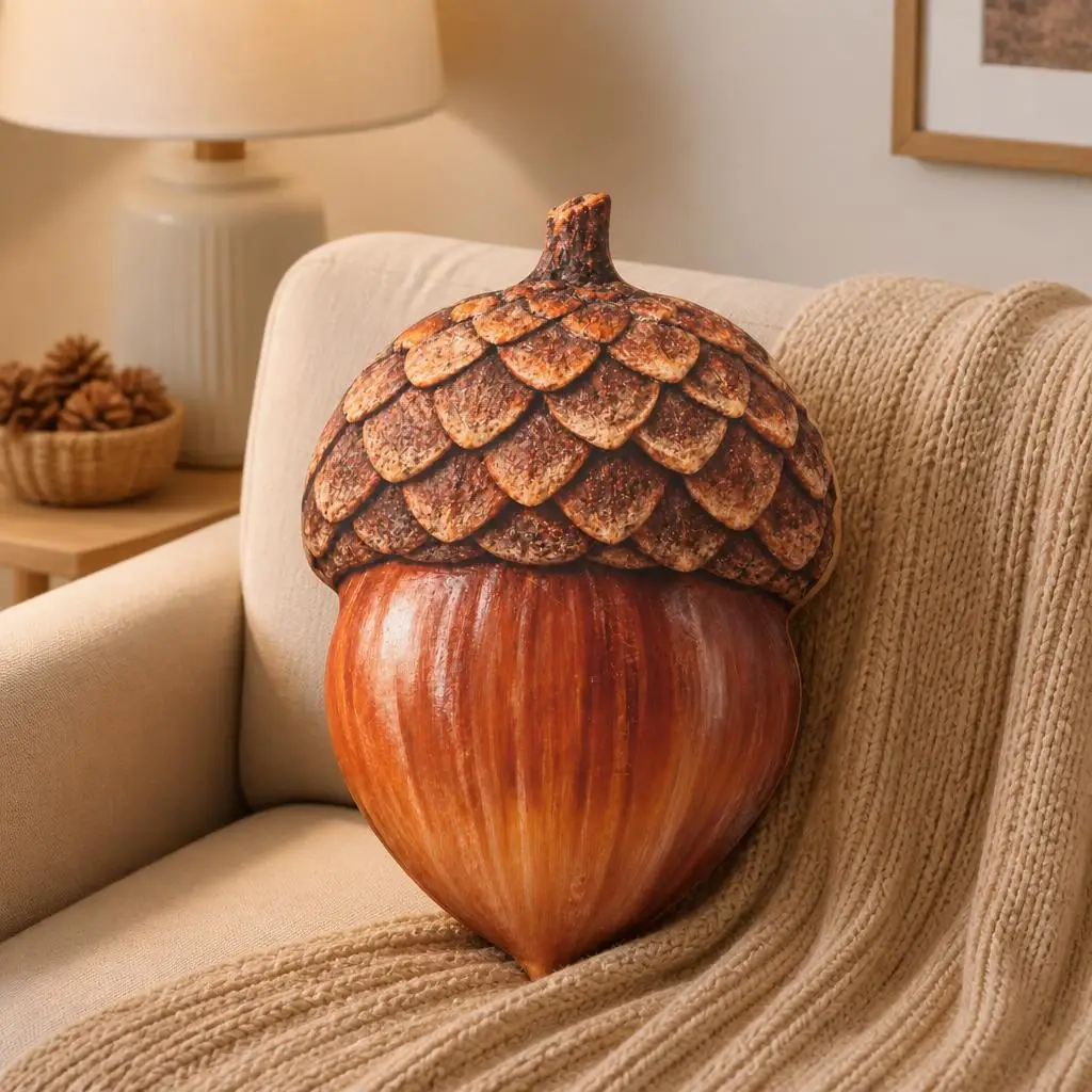 Acorn Realistic Autumn Nut Fall Plant Brown Gourmet Shaped Pillow Cushion Stuffed Pillows for Sofa Bed Home Decor Room Gifts