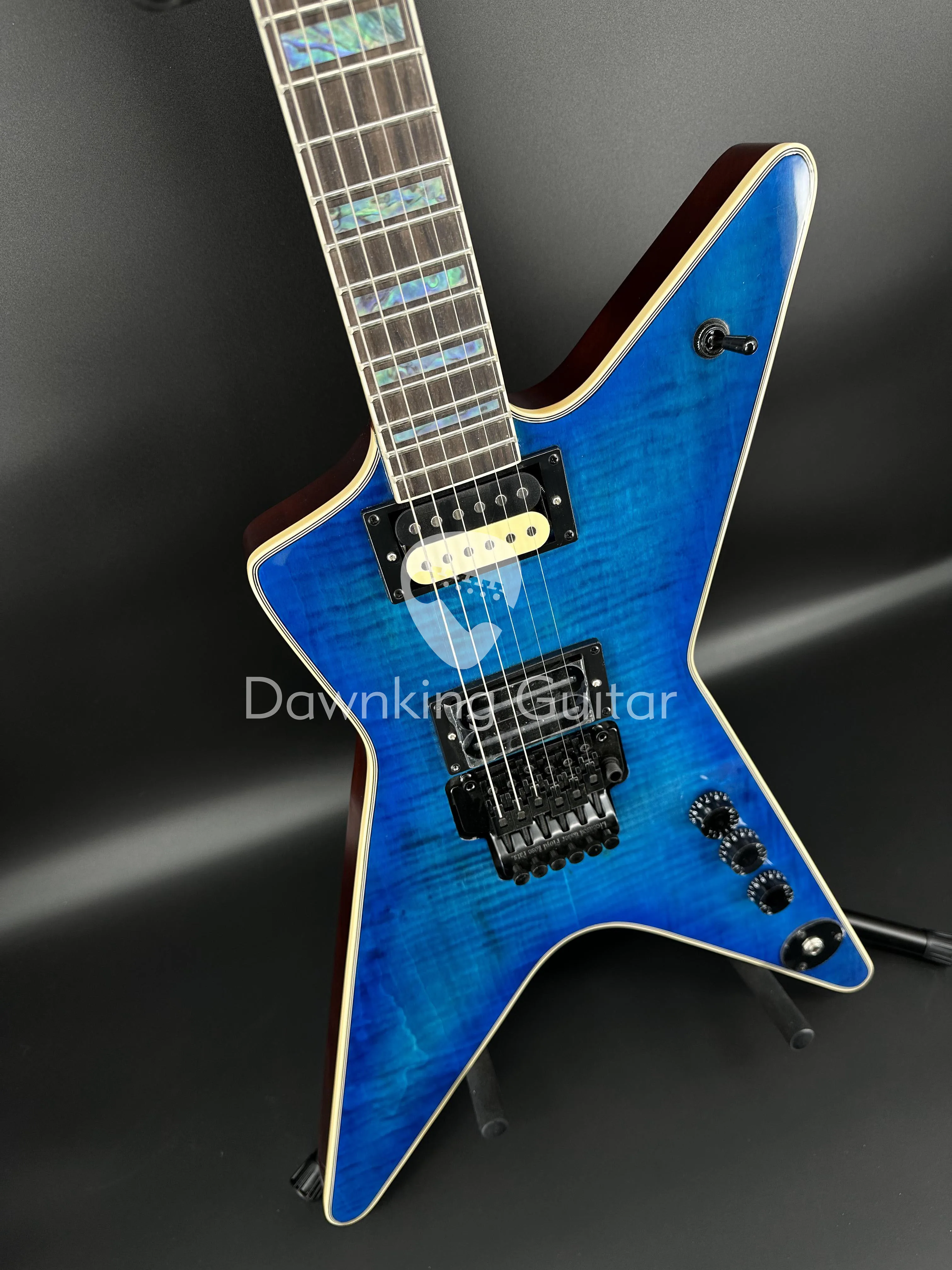 Washburn Dimebag Blue Electric Guitar Zebra Pickup Abalone Inlaid Fingerboard