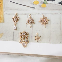 1pcs Encrusted Zircon Palace Style Color-preserving Pendant Snowflake Diy Handmade Jewelry Earrings Necklace Material Charms