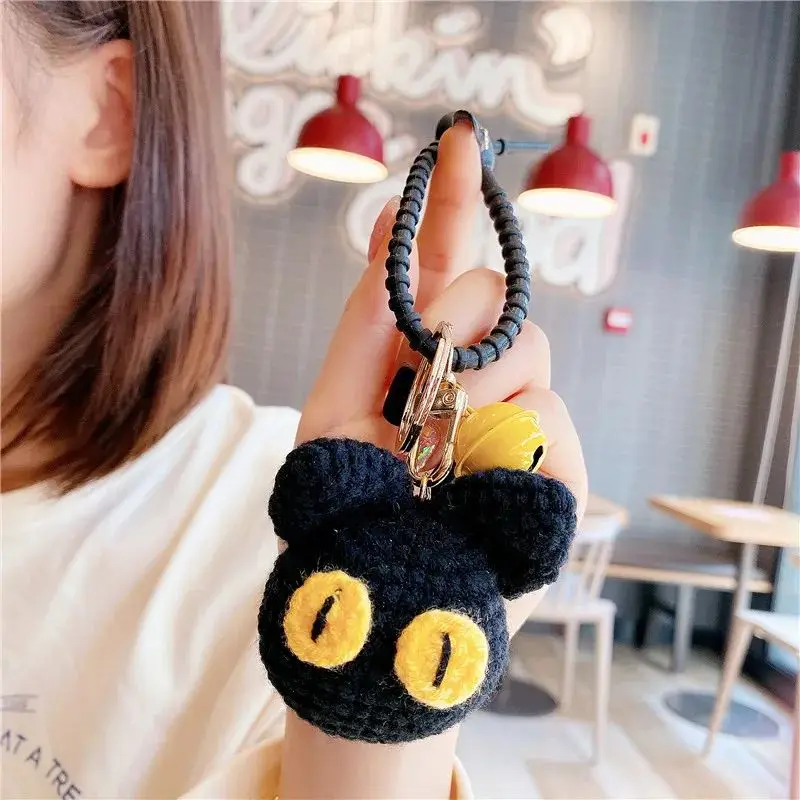 Cute Knitting Keychain Creative Knitted Elephant Car Keychain Wholesale Weaved Penguin Keyrings Small Animal Keys Accessories