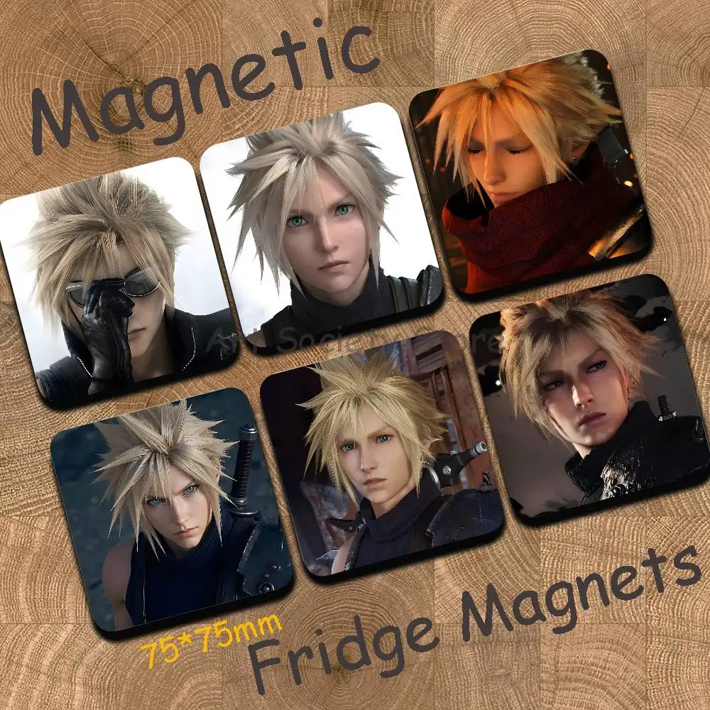 F-Final F-Fantasy Cloud Strife F-FF7 Cartoon Anime Refrigerator Magnets Soft Magnetic Heat Transfer Refrigerator Magnets Gift