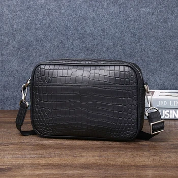 Borsa a tracolla da uomo in vera pelle di vacchetta nuovo modello coccodrillo, borsa da uomo alla moda, borsa per il tempo libero all'aperto