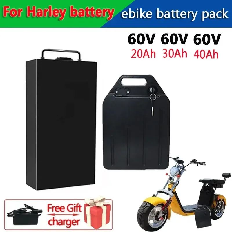 60V 20AH Battery for Harley Battery 30ah 40ah Lithium Battery Pack Electric Motorcycle 300-1000W  Citycoco Scooter Bicycle 18650