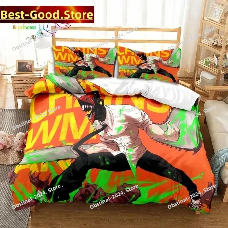 

Anime Chainsaw Man Printed Bedding Set Single Twin Full Queen King Size Bed Set Adult Kid Bedroom Bedding Gift
