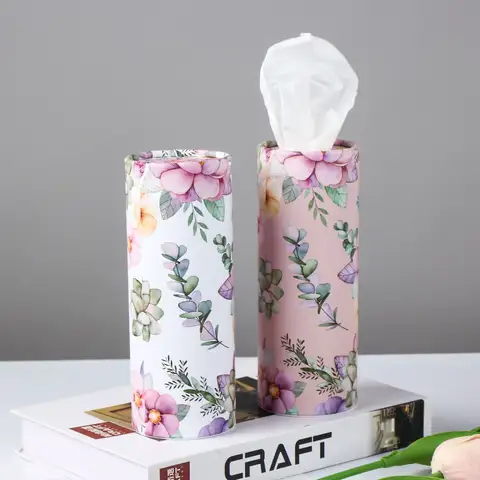 2 Rolls Flower Patterned Cylindrical Tissue Napkin Tissue Tube Handkerchief Paper Travel Tissue Tube Suitable for Cars and Homes