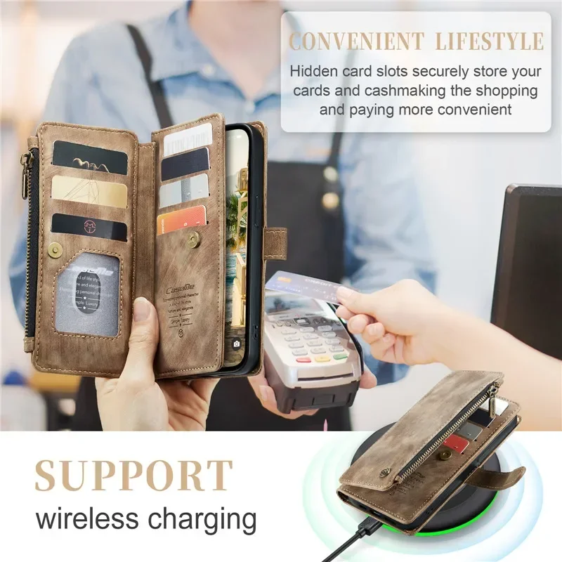 الفاخرة الحبل محفظة جلدية بطاقة جراب هاتف آيفون 17 الهواء 16E 16 برو ماكس 15 زائد 14 12 13 11 XS XR X البريدي الوجه حامل غطاء #3