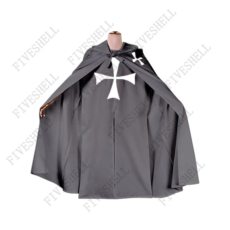 2024 Halloween Medieval Costume Robe Knights Templar Cloak Hospitaller Tunic Cape Stage Cosplay Costumes S- XXL