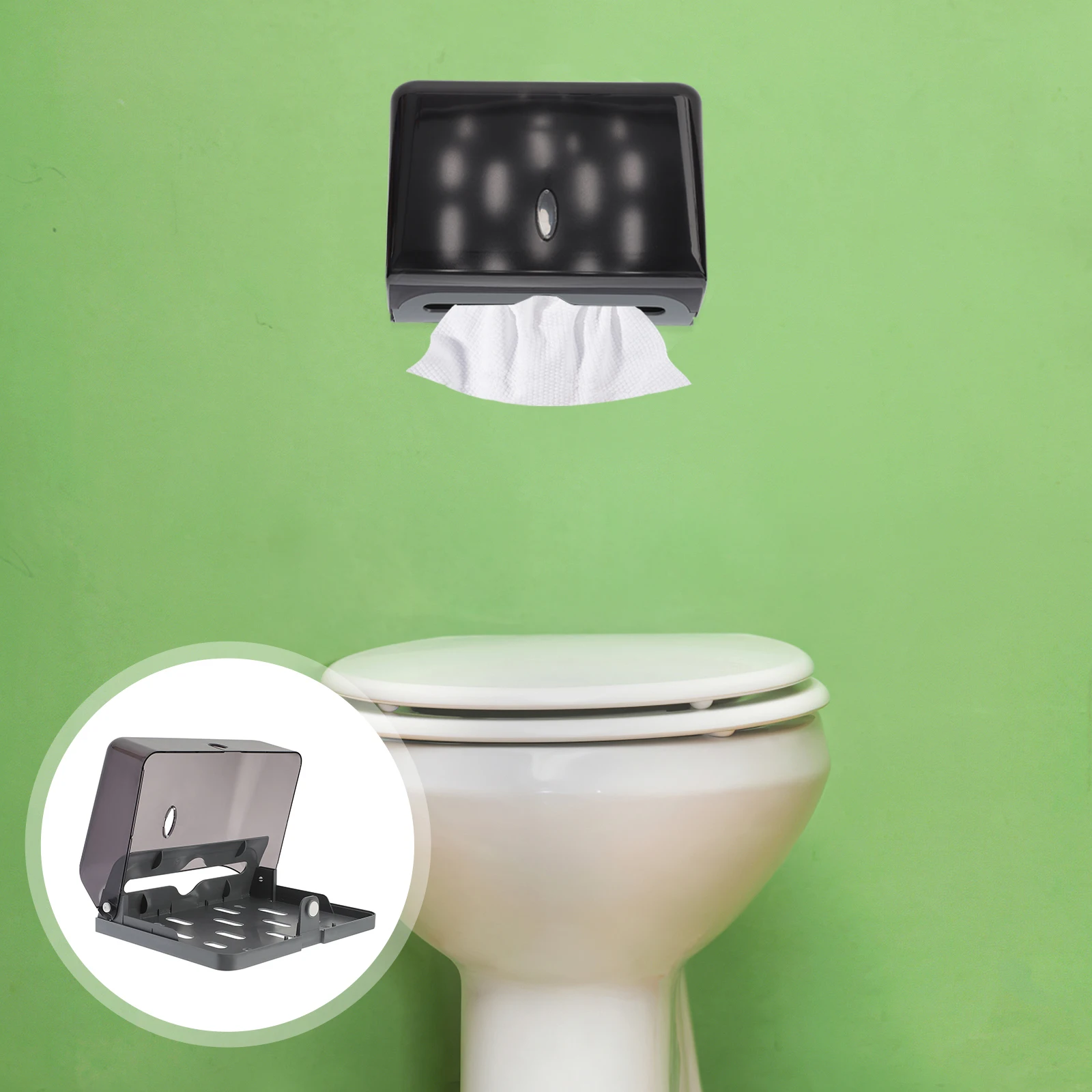

Wall Mounted Tissue Box Holder Bathroom Grey Scratch Squeeze Resistant Rounded Edges Easy Pull Out Tissue Dispenser Container
