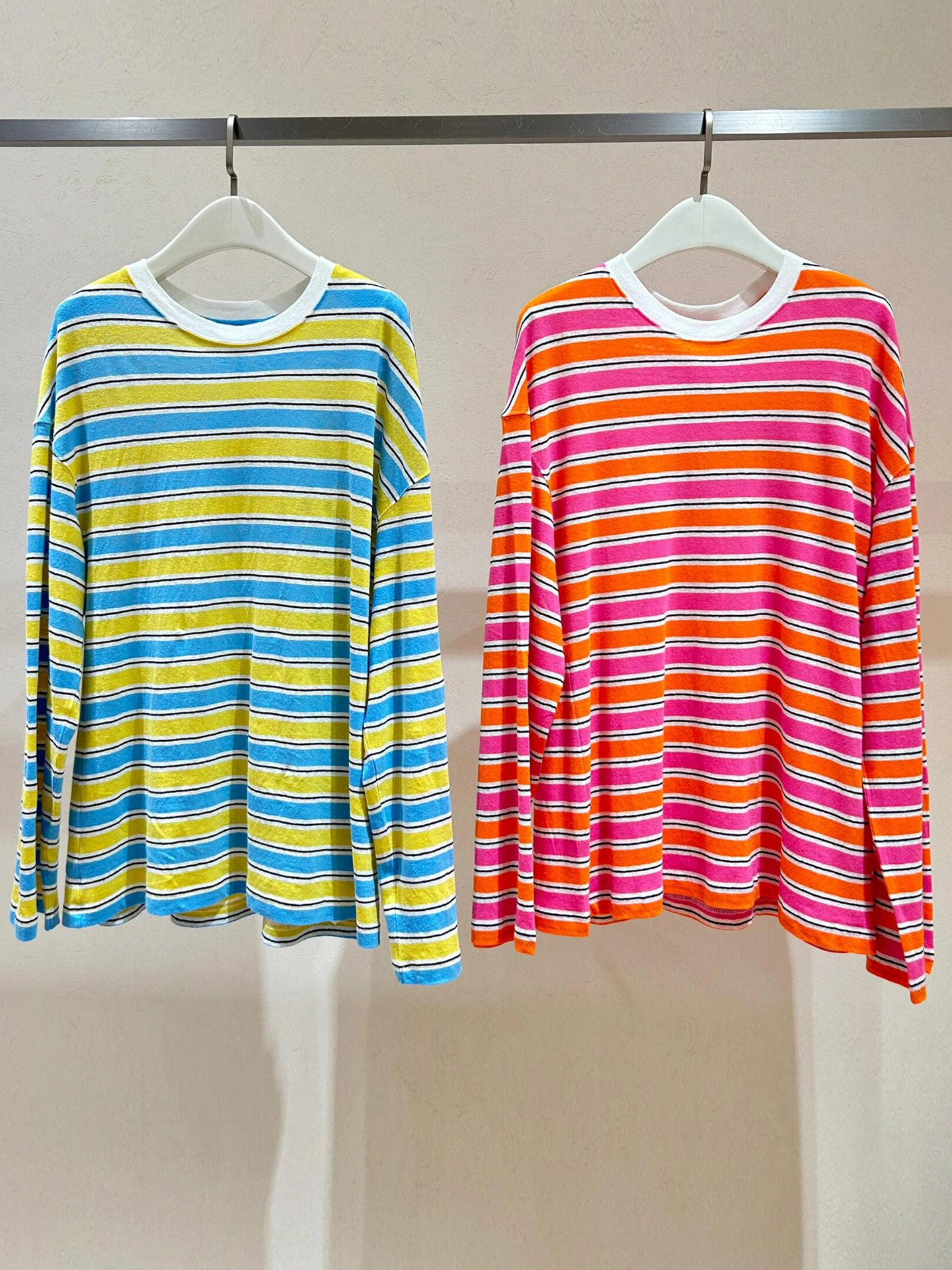 

Casual Versatile Loose Striped T-Shirt Women's Premium Spring Summer Breathable Comfortable round Neck Long Sleeve Top