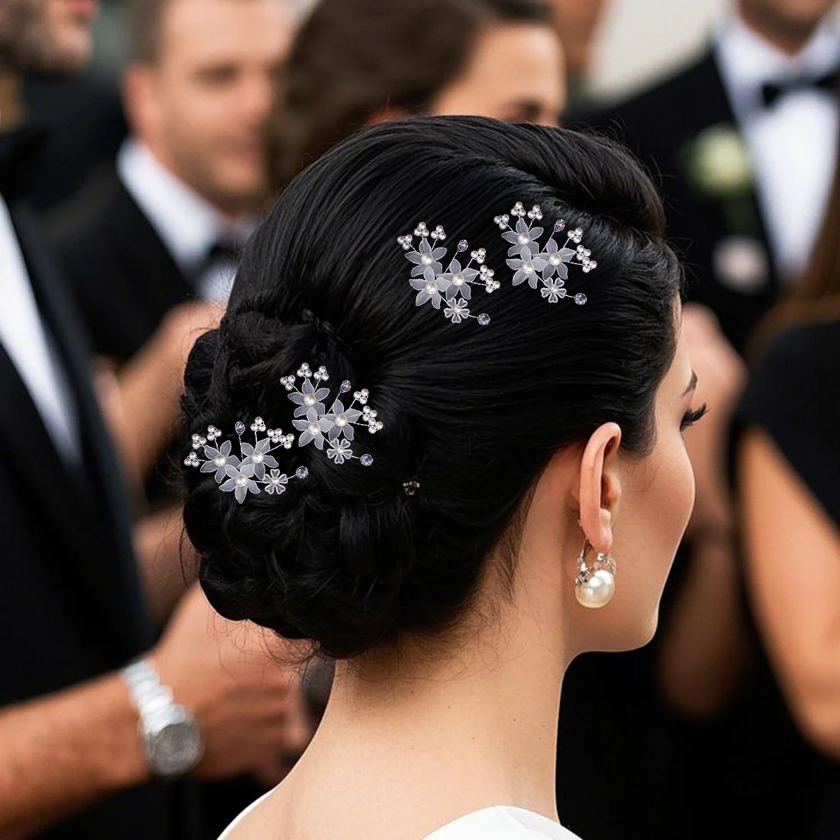 

4 шт., корейская белая акриловая заколка для волос с цветком U-образной формы, элегантный вечерний головной убор, заколка для волос, классические украшения для волос, аксессуары