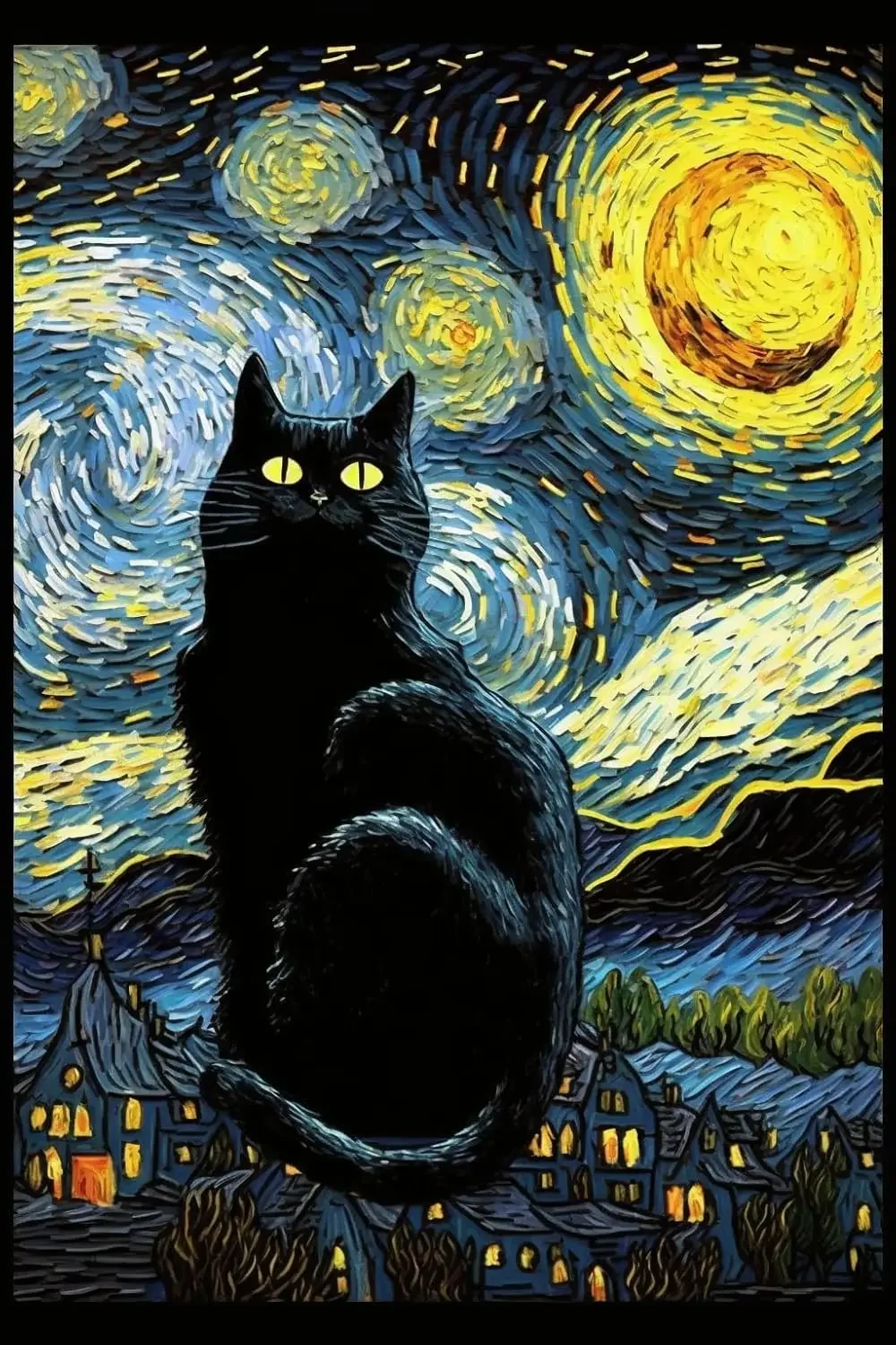 

500-2000 Pcs Starry Night Black Cat Jigsaw Puzzle Home Decor for Adults Game Family Fun Puzzles Educational Toys for Kids