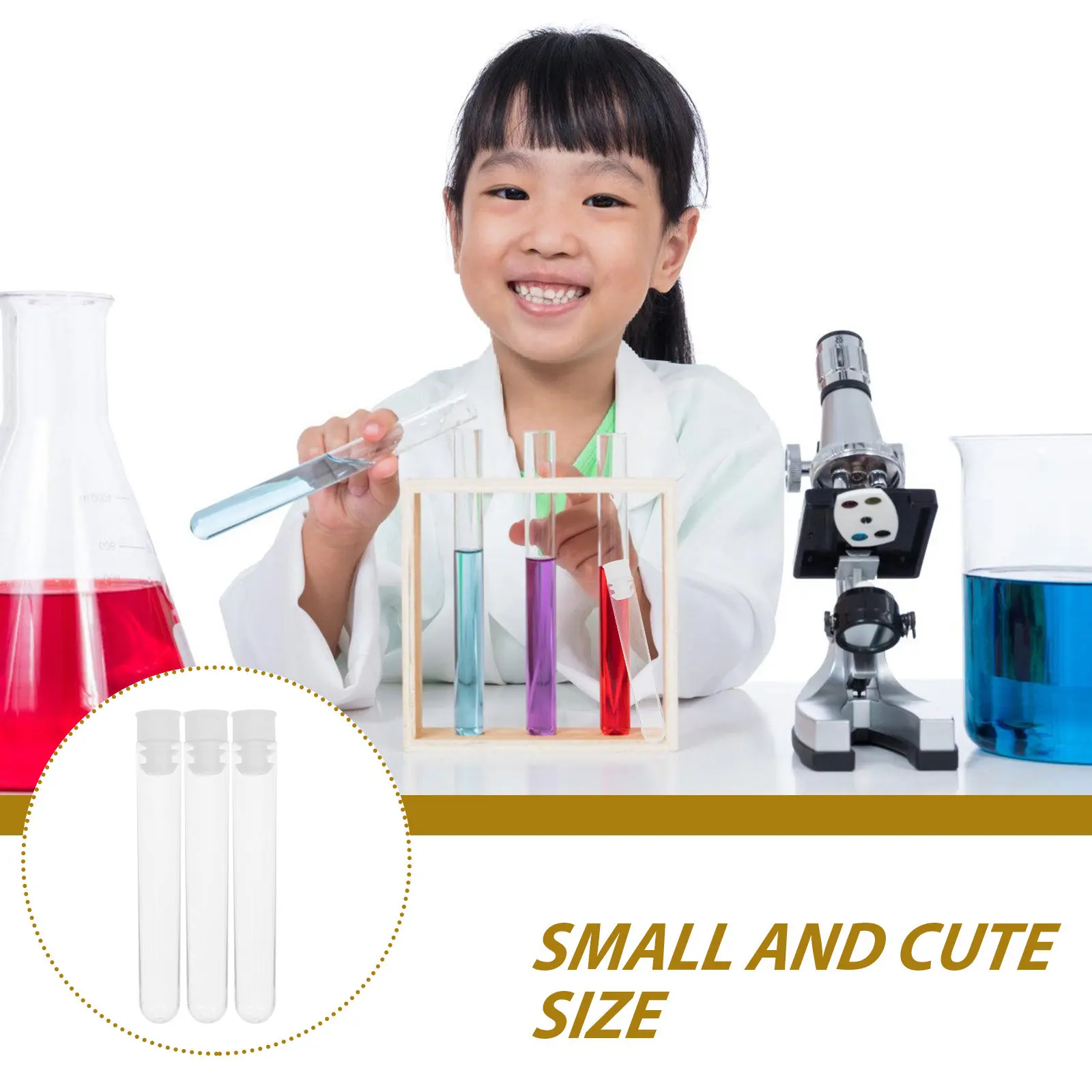 

50Pcs Laboratory Test Tube Transparent Plastic Tube with Cap for Science Experiments Clear Test Tubes Kids Learning Tools