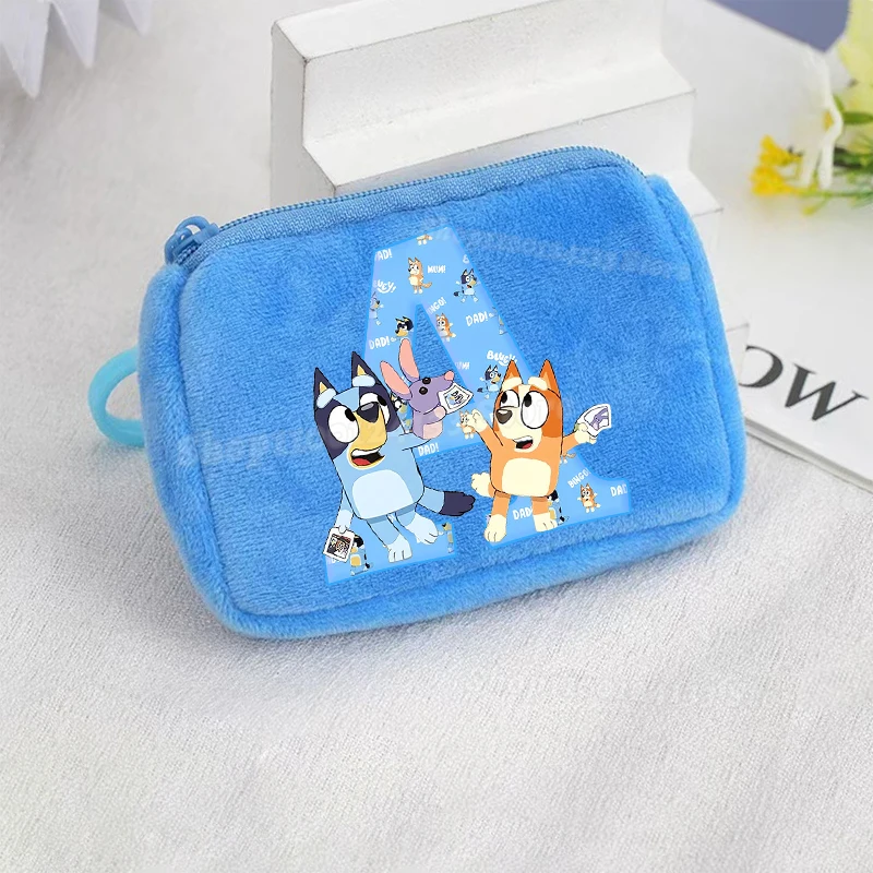 

Bluey Kids Coin Purse Bingo Chilli Letters A-Z Anime Cartoon Print Plush Portable Wallet Men Women Storage Mini Bag Child Gift