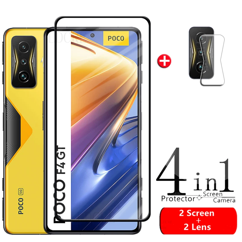 

4IN1 For Poco F4 GT Glass For Xiaomi Poco F4 GT Tempered Glass Film Protective Screen Protector For Poco F3 F4 X4 GT Lens Glass