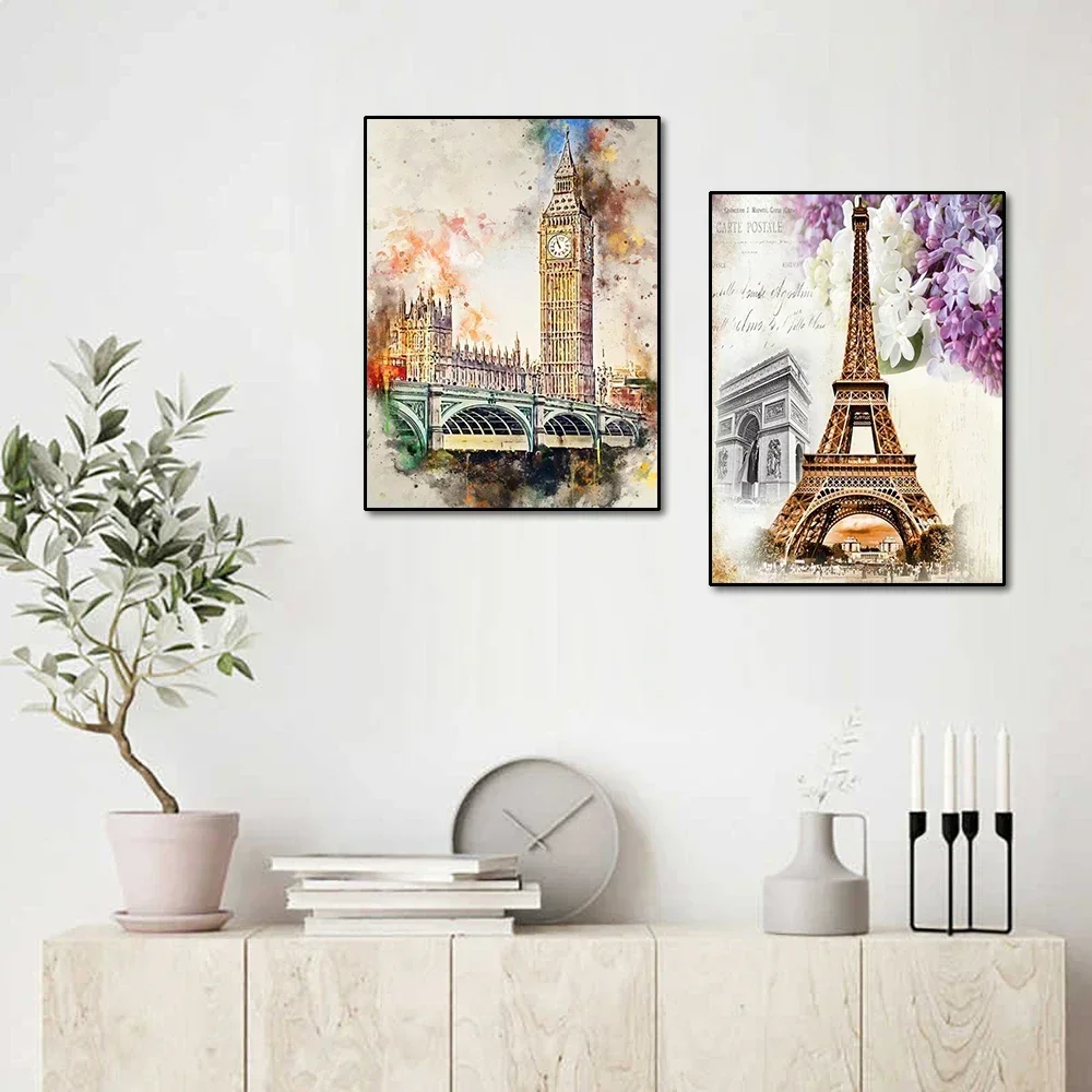 5D DIY Diamond Painting City Landscape European Architecture 3D Mosaic Embroidery Cross Stitch Kit Home Decoration Gift