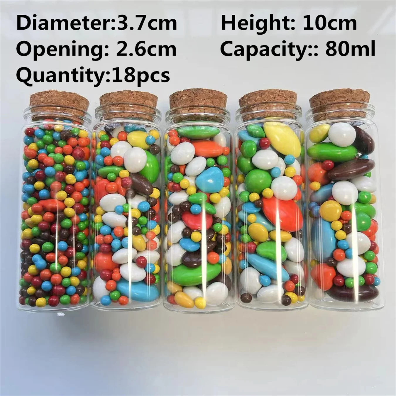 

Decorative Glass Bottles 18 PCS/lot 26*37*100mm 80ml Glass Jars Corks Bottle DIY Containers Wishing Vials Glass tube