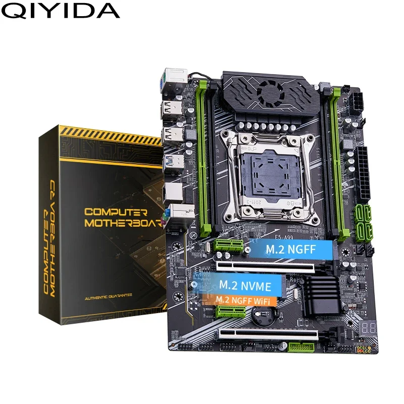 QIYIDA X99 motherboard set kit LGA2011-3 xeon E5 2680 V4 2*16GB=32GB 3200MHz 4 channels DDR4 SATA 3.0 nvme M.2 ATX