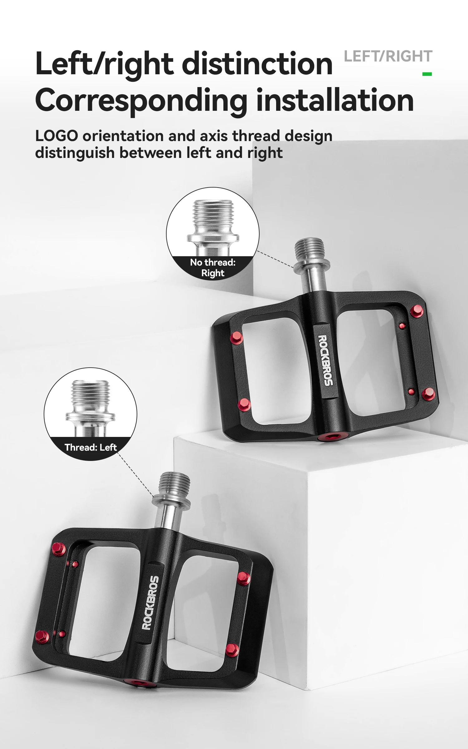 ROCKBROS Fahrradpedale Links/Rechts Leichtes Pedal 3 Lager Rennradpedal Verbreitertes Magnesiumlegierungs-Pedal Ultraleicht 171G – Detail 11